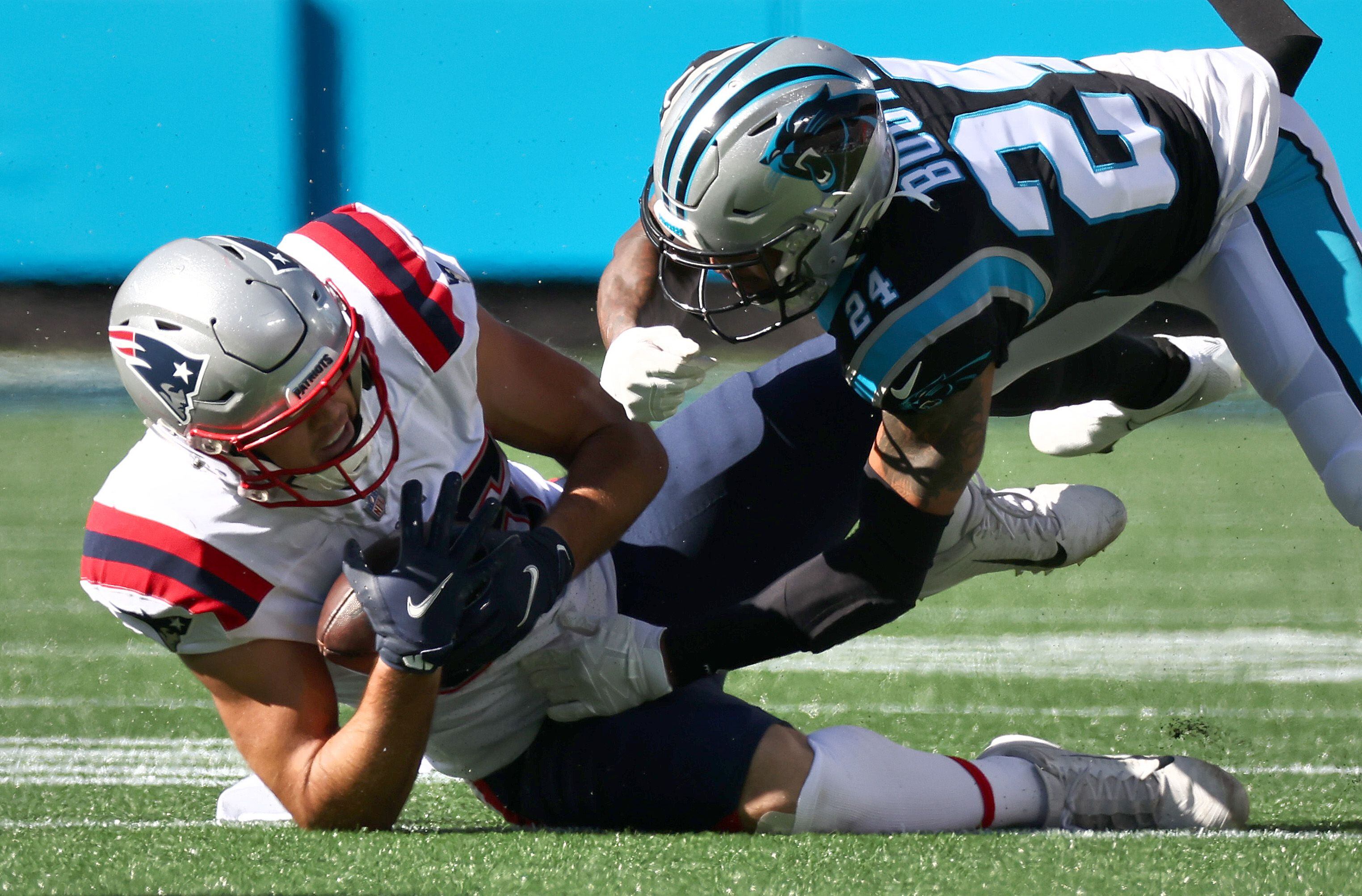 Patriots defense torments Darnold as New England crushes Carolina